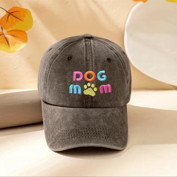Dark Coffee embroidered “ Dog Mom “ hat . - Picture 2 of 2